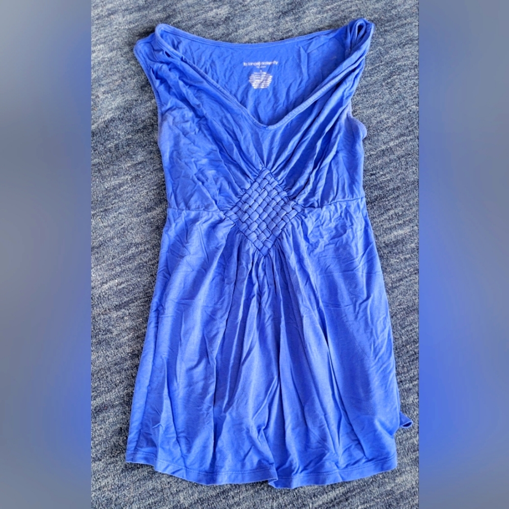 Blue maternity top with tie
